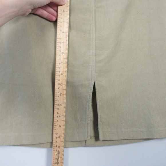 I By Como Pencil Mini Skirt 10 Beige Rhinestone Buckle Slit Y2K Brat Canada 240 - Picture 8 of 12